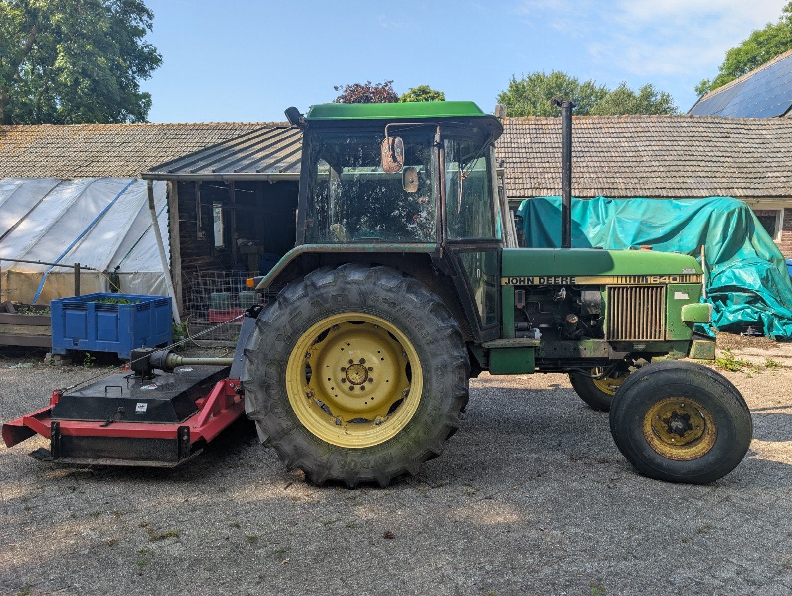 John Deere 1640 tractor met weidebloter, Zakelijke goederen, Agrarisch | Tractoren, Gebruikt, 2500 tot 5000, Tot 80 Pk, Ophalen