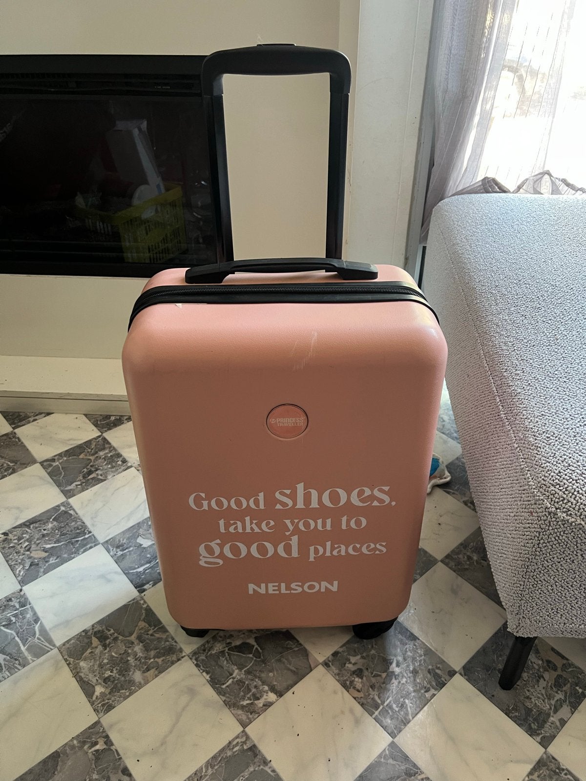 Princess Traveller Koffer Roze - "Good shoes, good places", 40 tot 60 cm, 30 cm of meer, Gebruikt, Ophalen of Verzenden