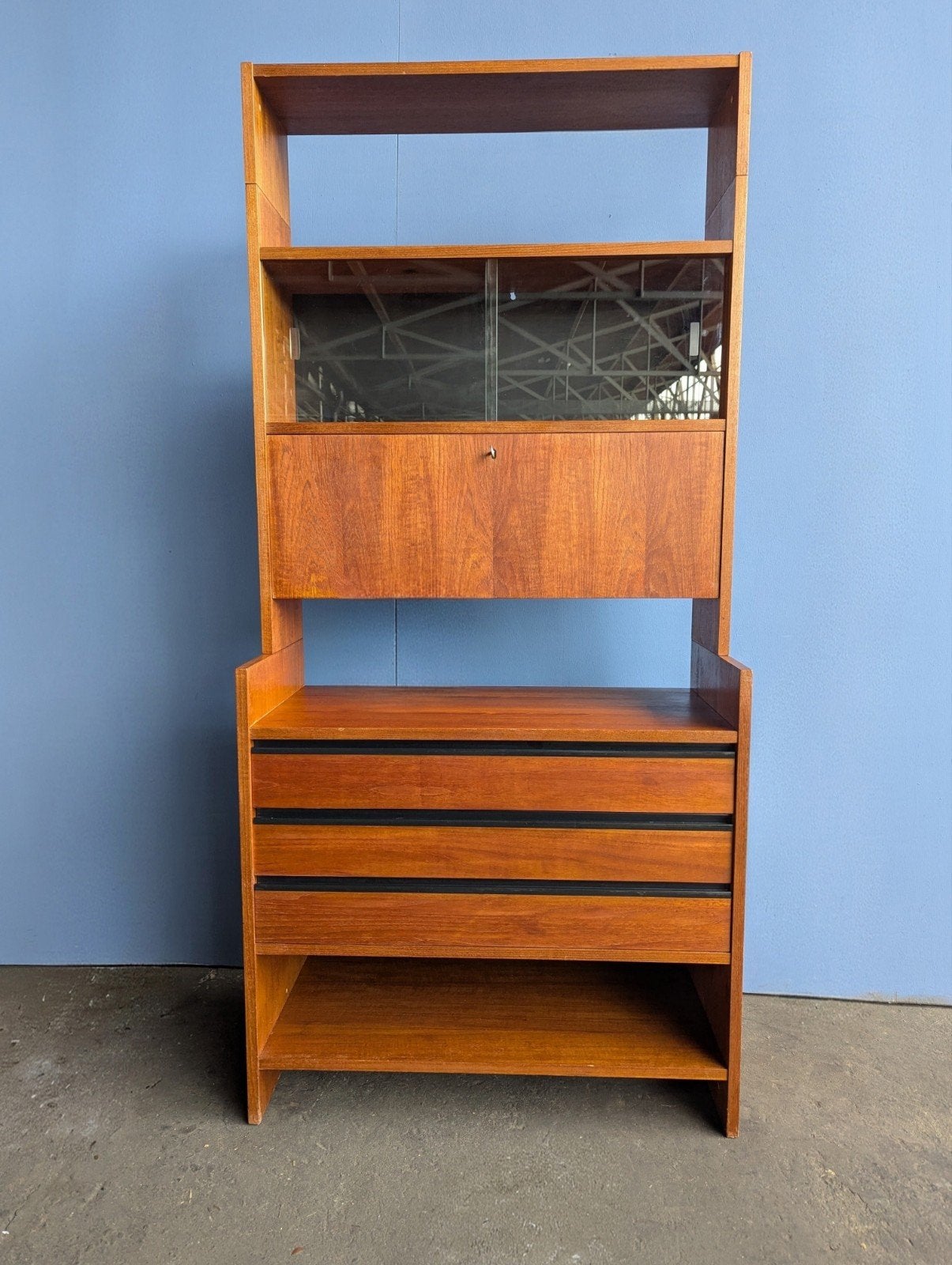 vintage wandkast KLM / Poul Cadovius 1960s, Ophalen, Gebruikt