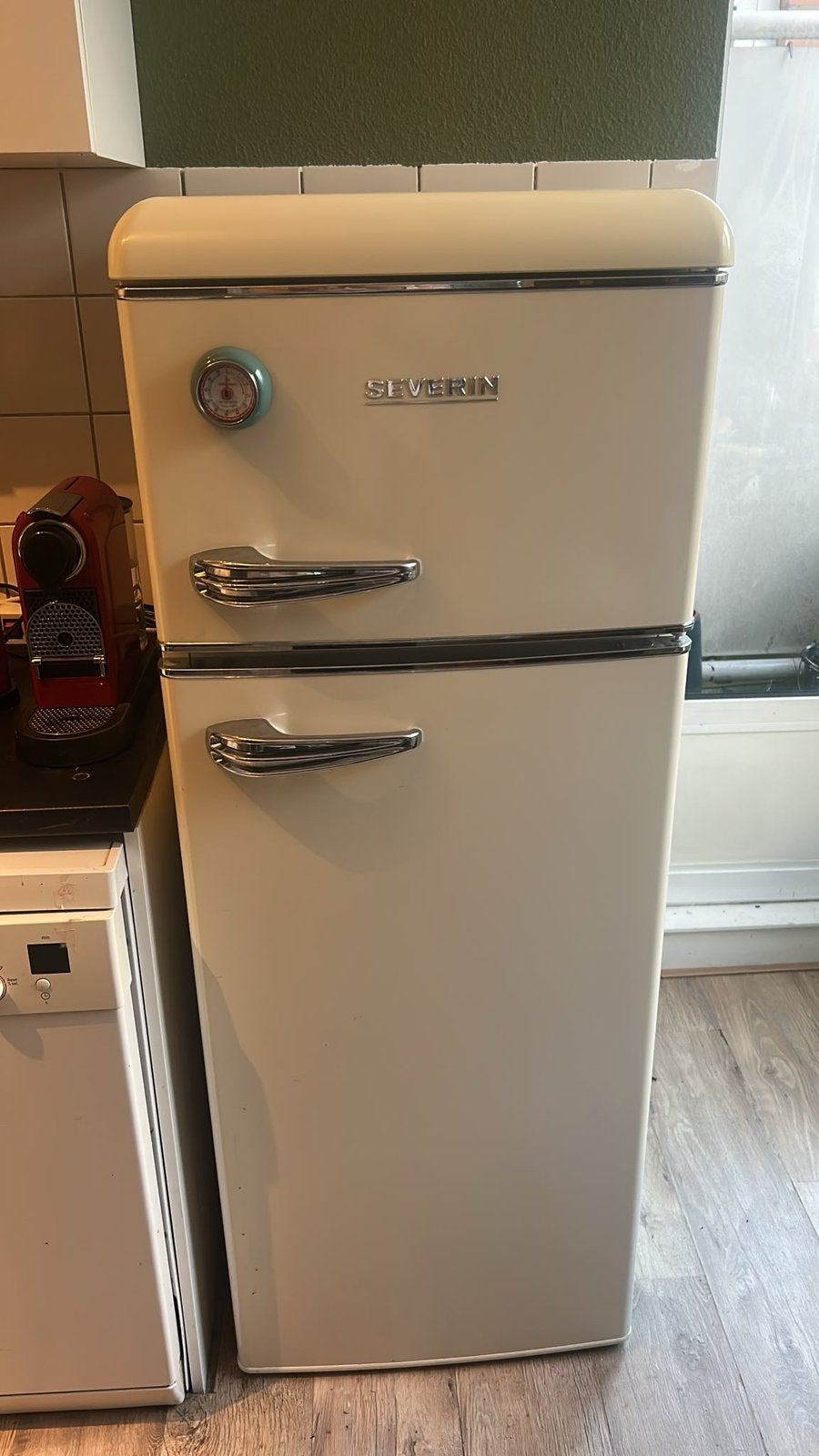 Severin Retro Dubbeldeurs Koelkast 206 L Crème, Gebruikt, 200 liter of meer, Met vriesvak, 160 cm of meer