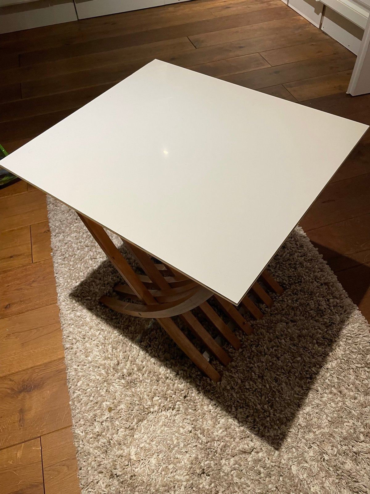 Inklapbare tafel met glazen blad, Minder dan 55 cm, Gebruikt, Vierkant, Glas