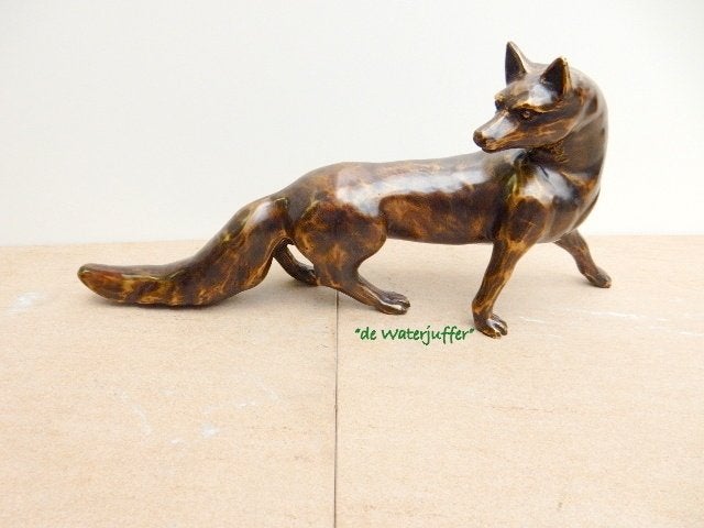 042* bronzen vos lopend xl (Boven €75 geen verzendkosten), Ophalen of Verzenden, Nieuw, Overige materialen, Dierenbeeld