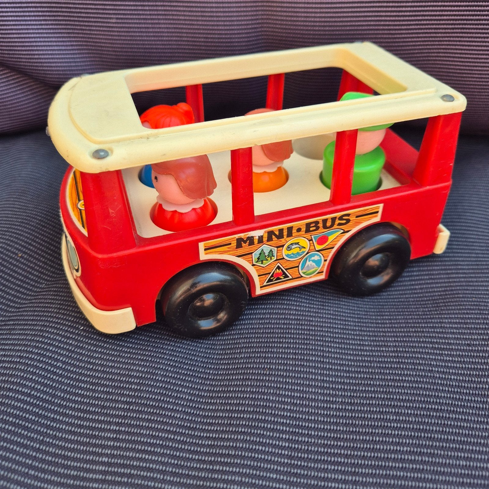 Vintage Fisher-Price Mini Bus met figuren (1969), Ophalen of Verzenden, Gebruikt