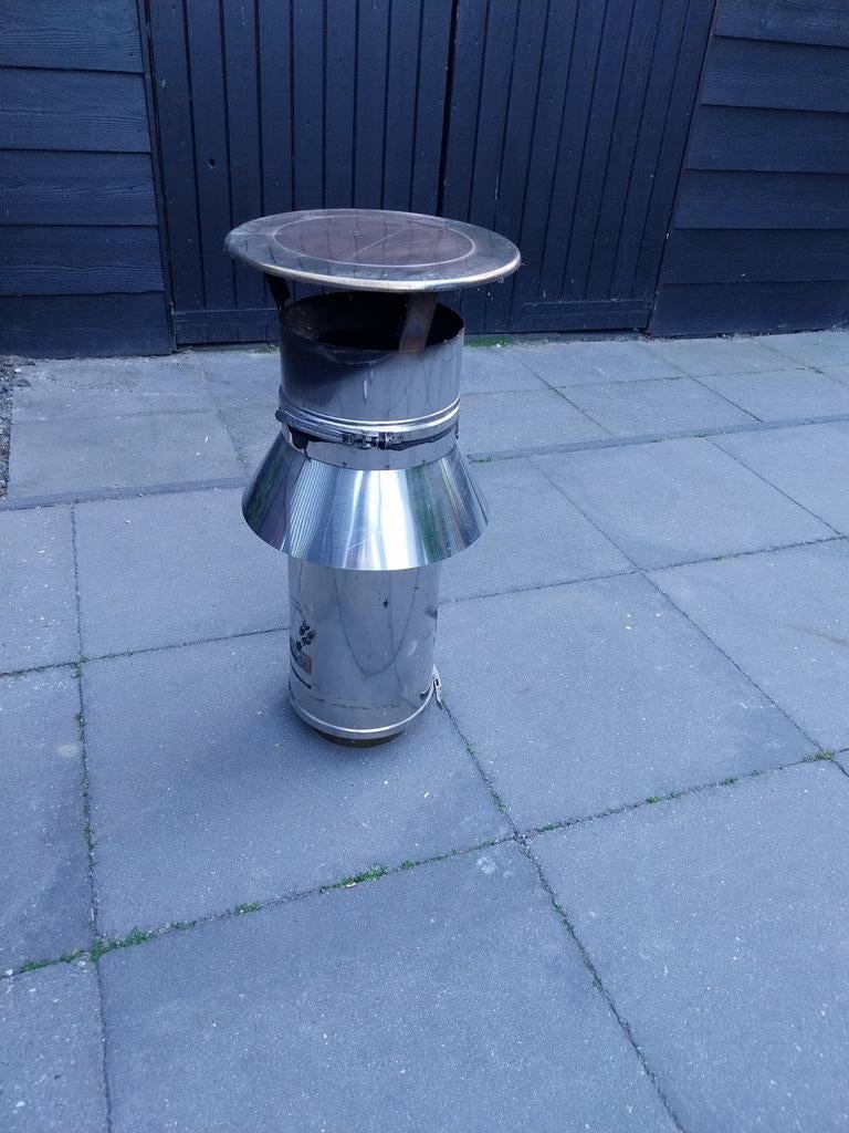 Kachelpijp dubbelwandig, Doe-het-zelf en Verbouw, Buizen en Afvoer, Ophalen, Gebruikt, Rvs, Minder dan 2 meter
