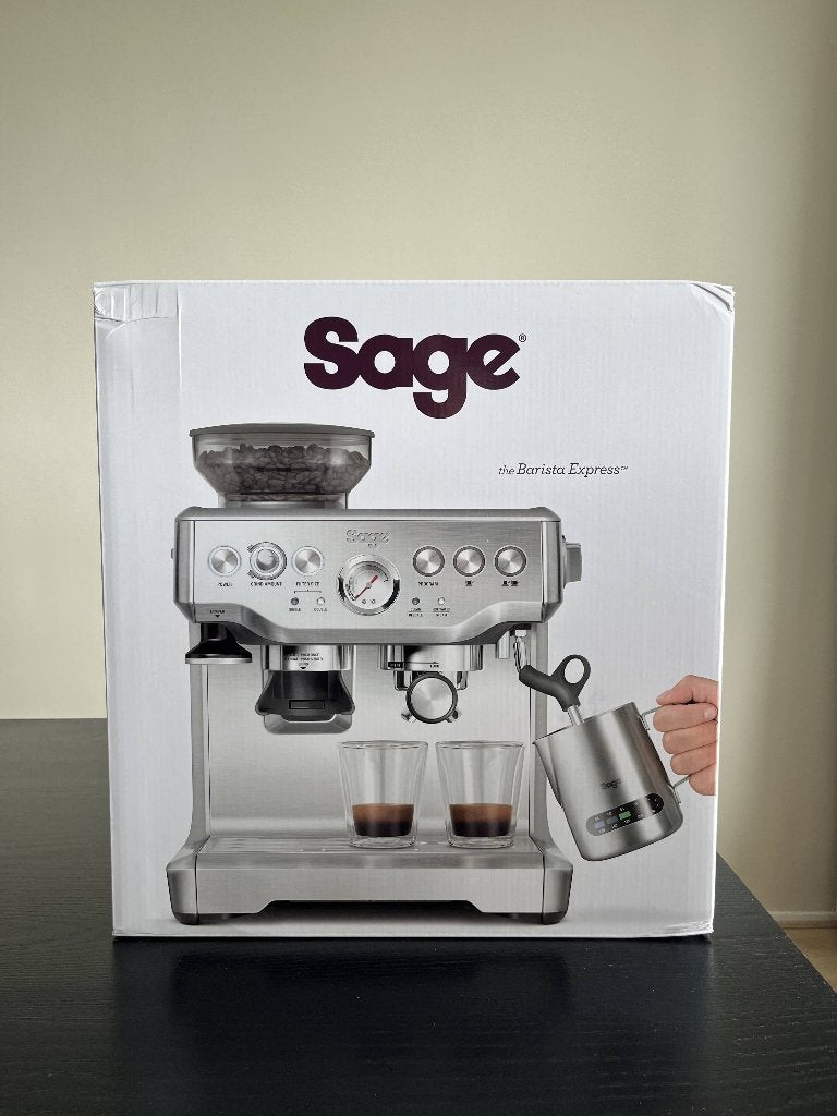 Sage Barista Express Stainless Steel - Nieuw/ongebruikt, Ophalen of Verzenden, 2 tot 4 kopjes, Afneembaar waterreservoir, Gemalen koffie