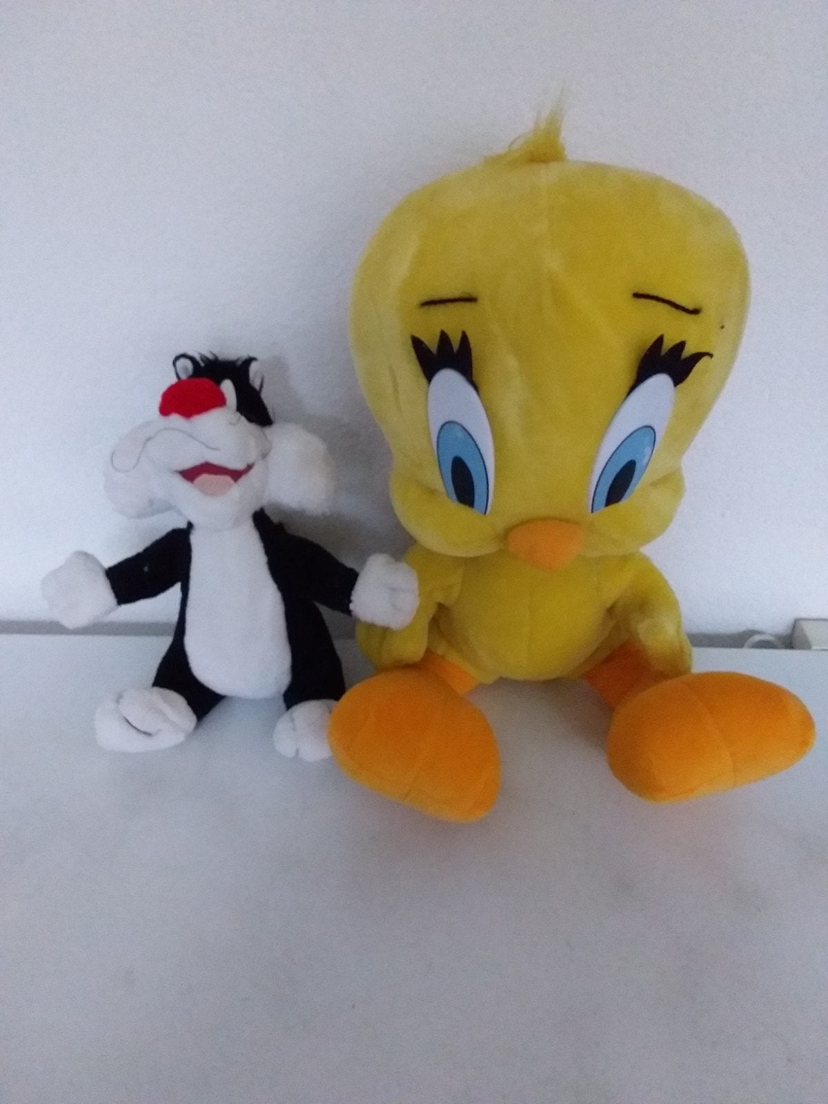 Looney Tunes knuffels: Tweety en Sylvester, Gebruikt, Overige merken, Ophalen of Verzenden, Geel