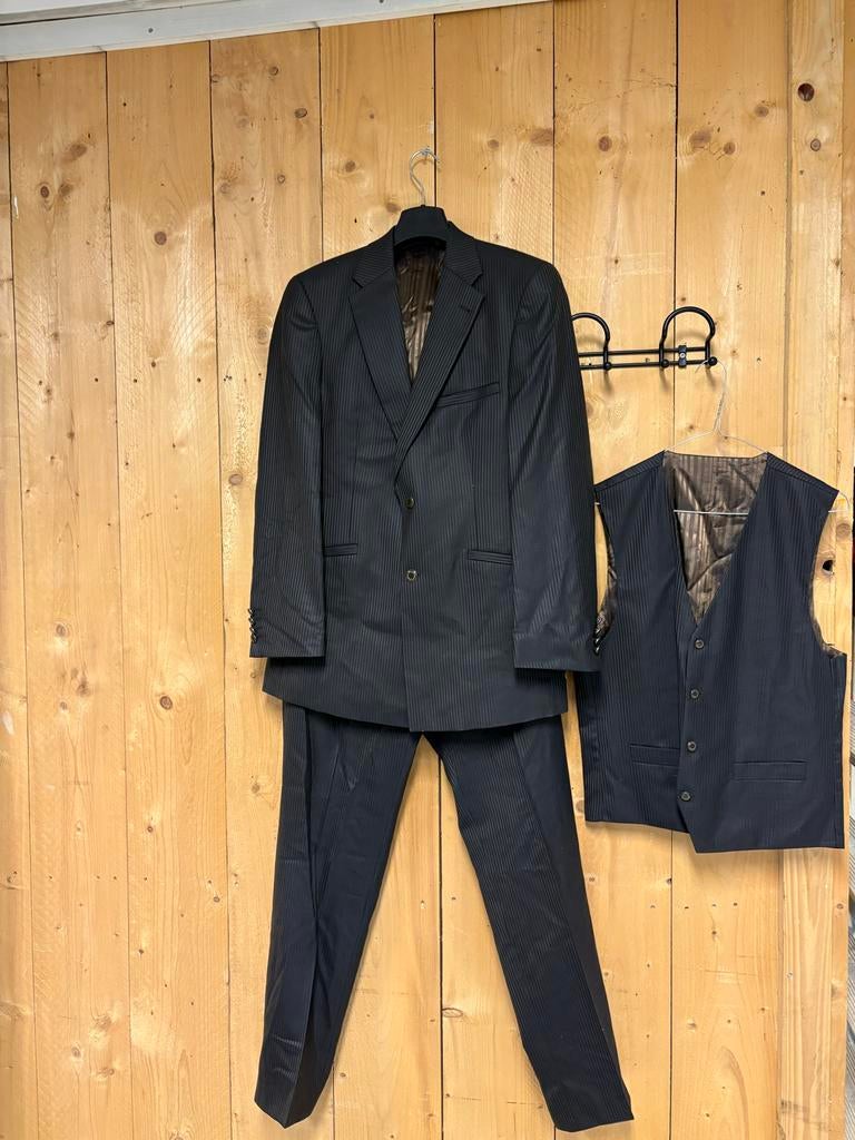 Nette Trouwpak Slimline Maat L, Ophalen, Zo goed als nieuw, Maat 52/54 (L), Zwart