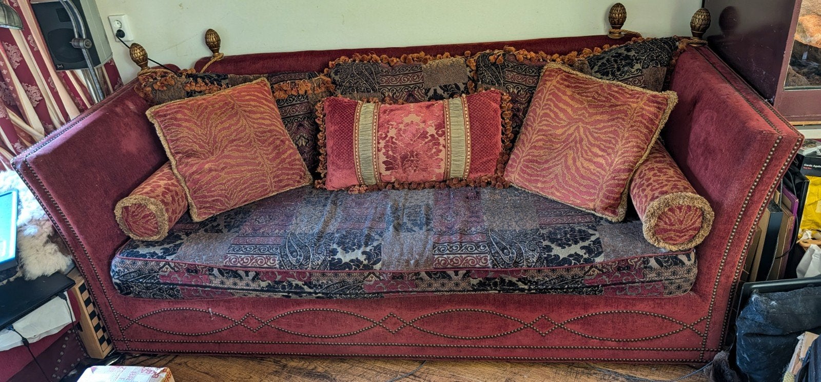 GRATIS: Kasteelbank met Loveseat en Hocker, Huis en Inrichting, Ophalen, Gebruikt, Klassiek, 75 tot 100 cm