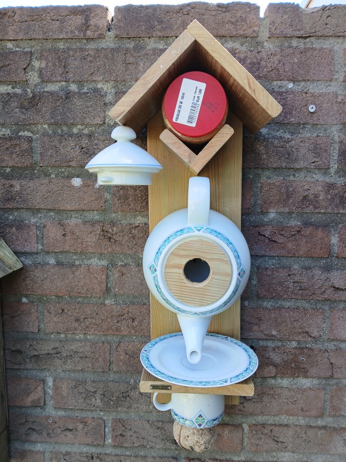 Unieke vogelvoederhuisje van theepot en kopje, Ophalen of Verzenden, Nieuw
