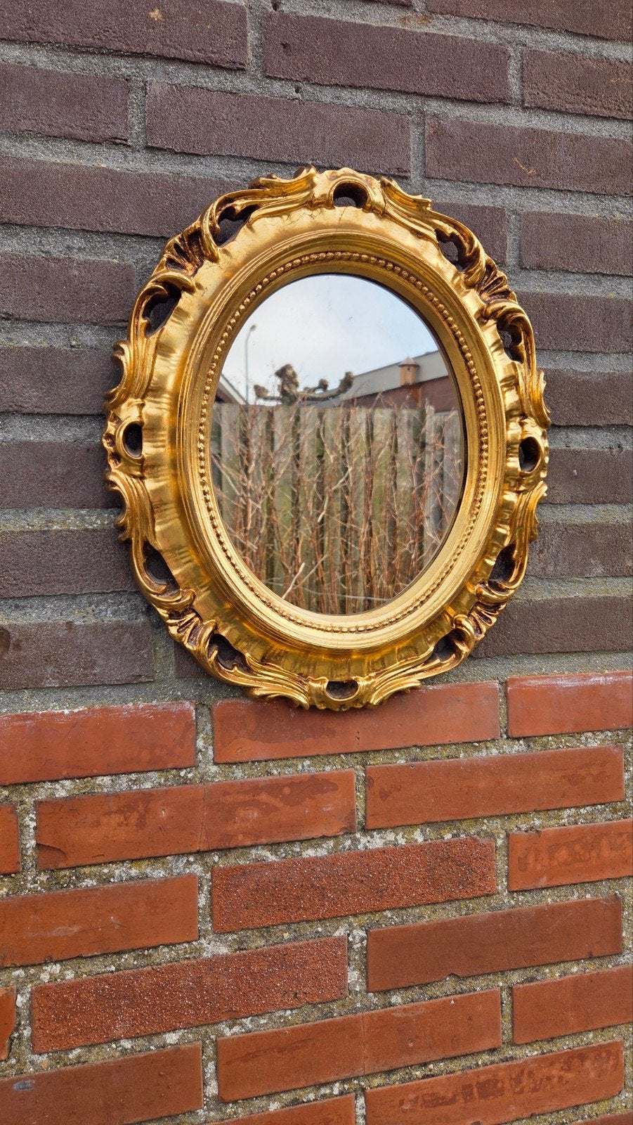 Mooi Italiaanse  barok spiegel goude klur, Antiek en Kunst, Antiek | Spiegels, Ophalen of Verzenden, Rechthoekig, Minder dan 50 cm
