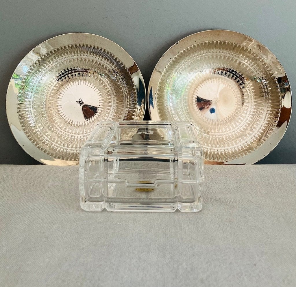 WMF verzilverde vintageschaaltjes RCR kristal sieradendoosje, Ophalen of Verzenden, Gebruikt, Overige kleuren, Hardcase