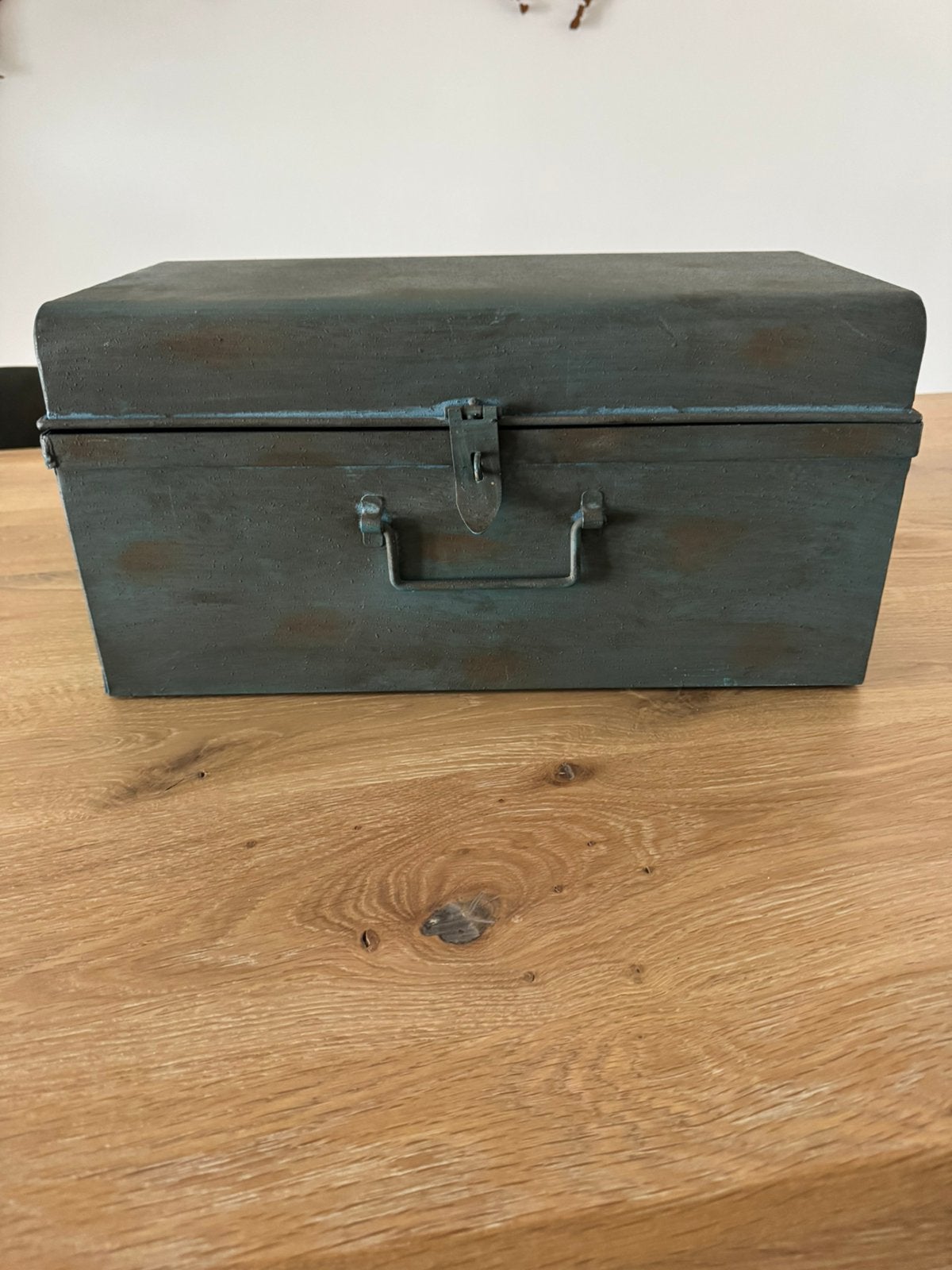 Vintage metalen koffer opbergkist groen 46 cm, Ophalen of Verzenden, Zo goed als nieuw, Minder dan 50 cm