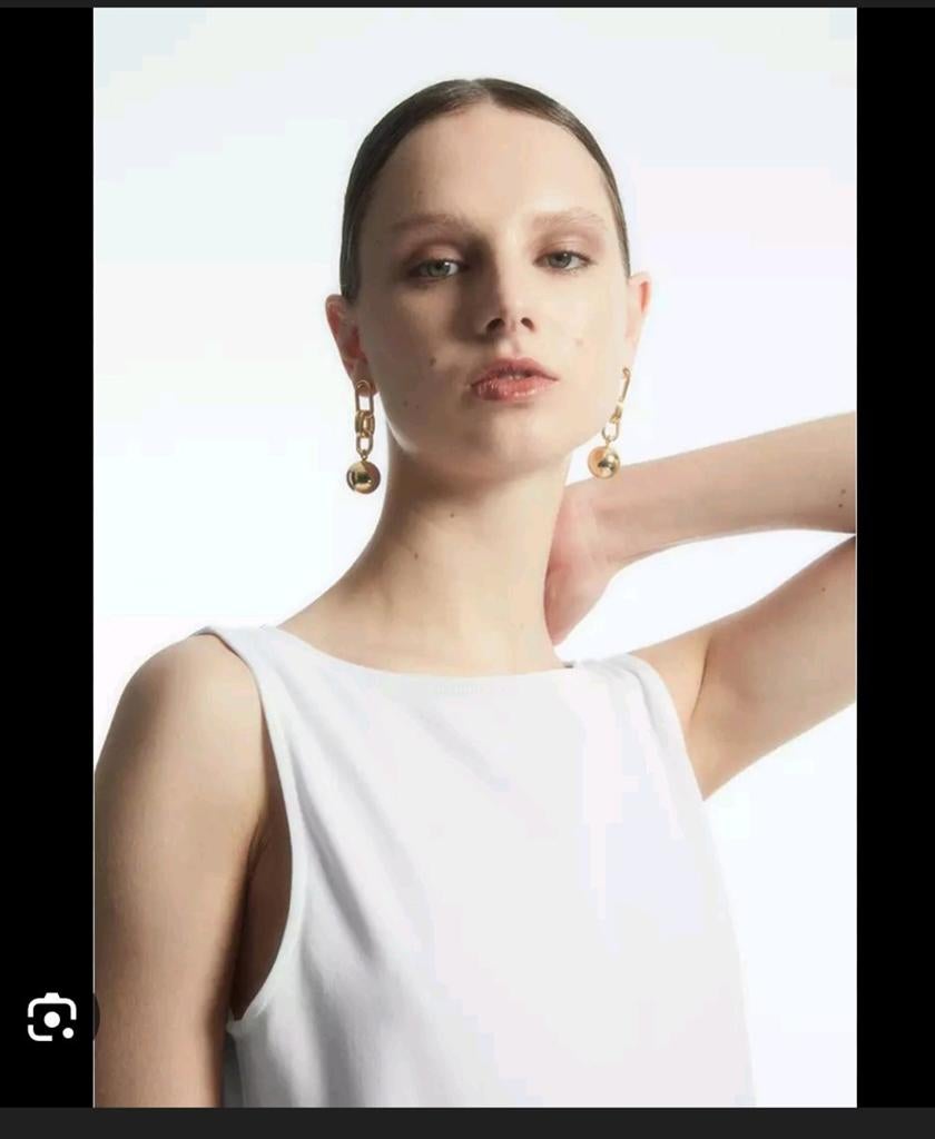 COS witte boat neck top tanktop van 100% katoen maat XS 34, COS, Verzenden, Wit, Zo goed als nieuw