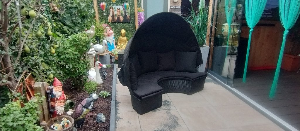 halfronde tuinbank met kap 50 euro, Ophalen, Zo goed als nieuw, Overige materialen