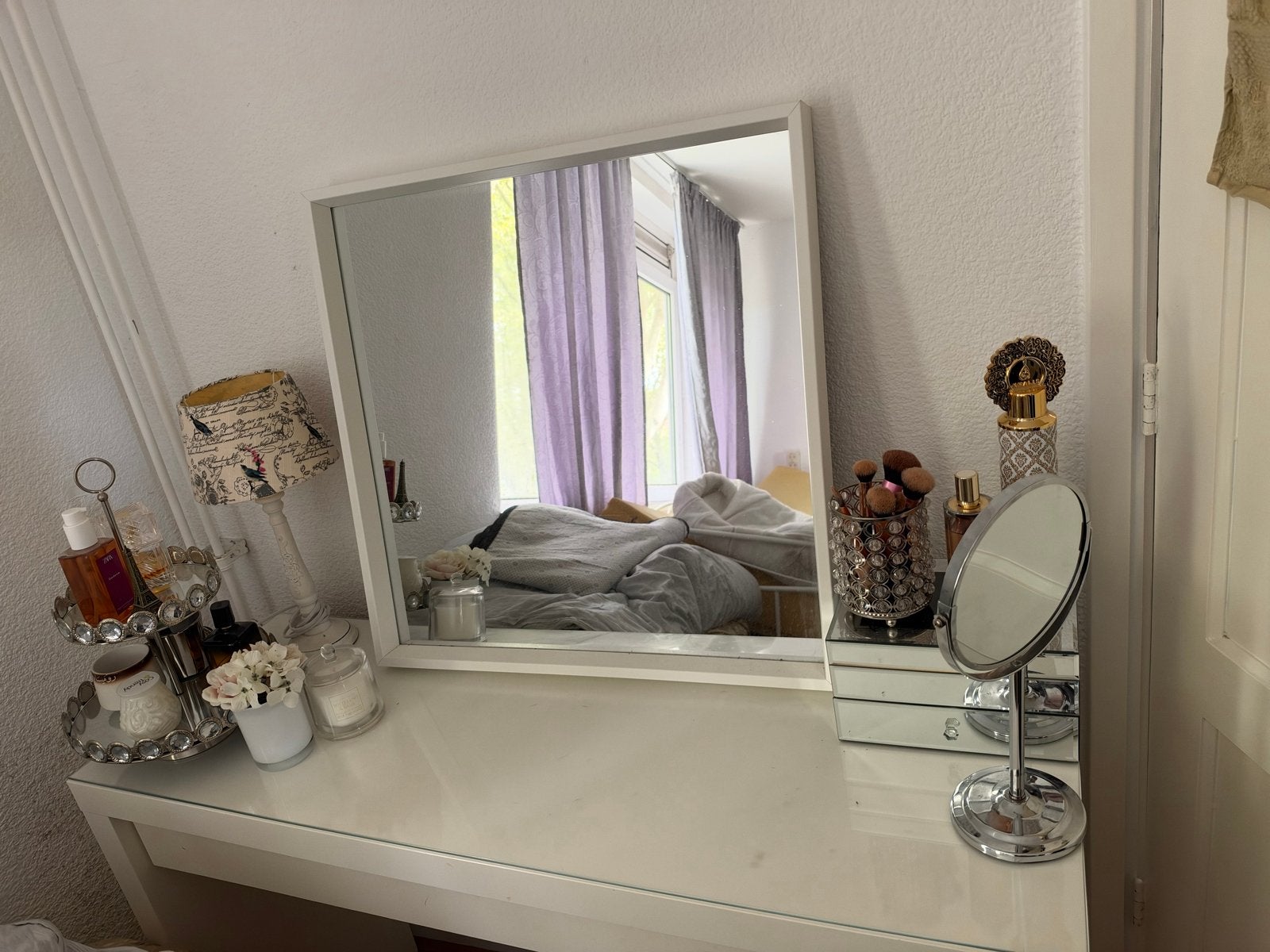 IKEA Make-up Tafel met Spiegel - Wit, Ophalen, 100 tot 150 cm, Zo goed als nieuw, Minder dan 100 cm