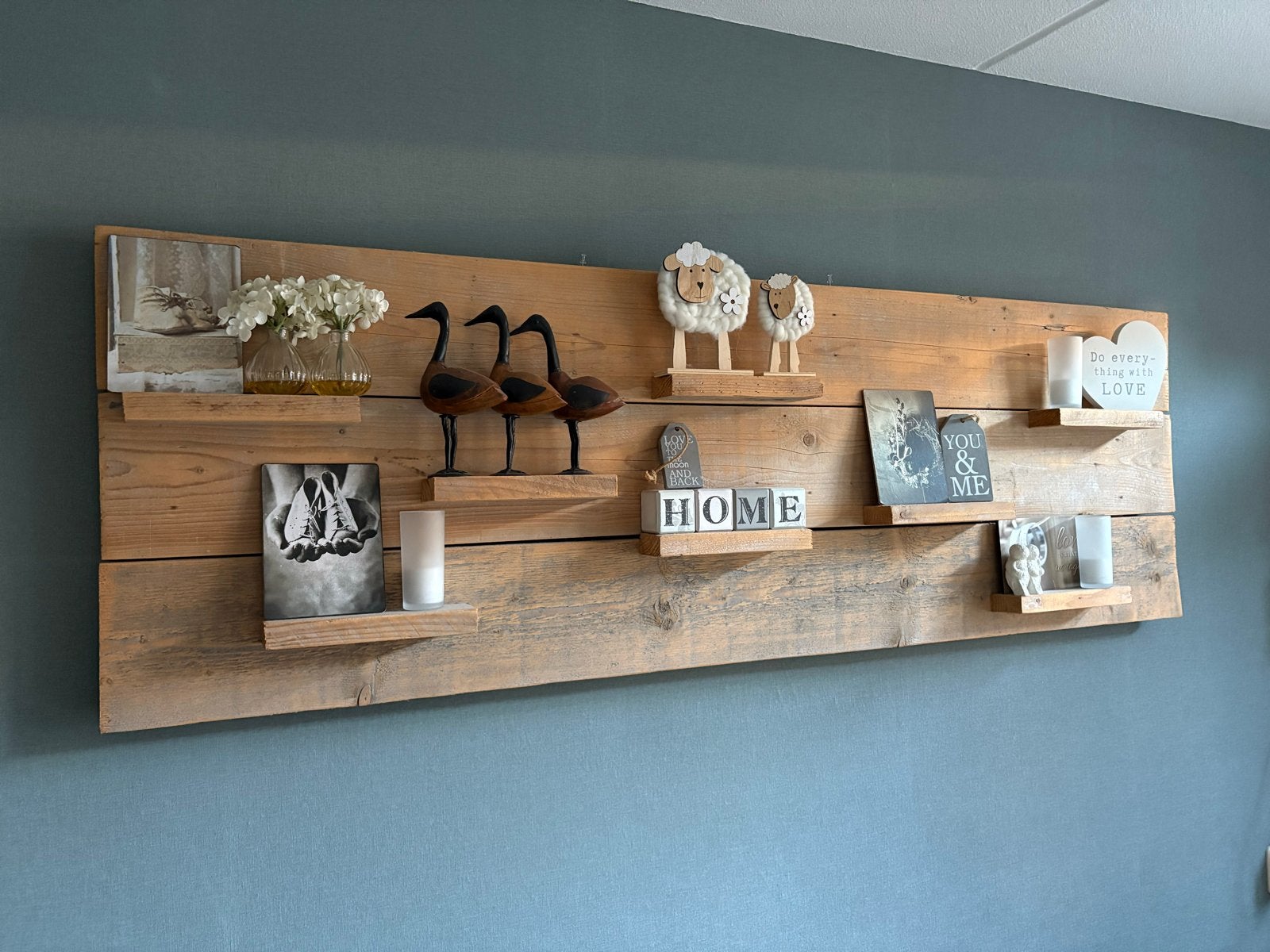 Steigerhouten wandbord met planken, Ophalen, Gebruikt