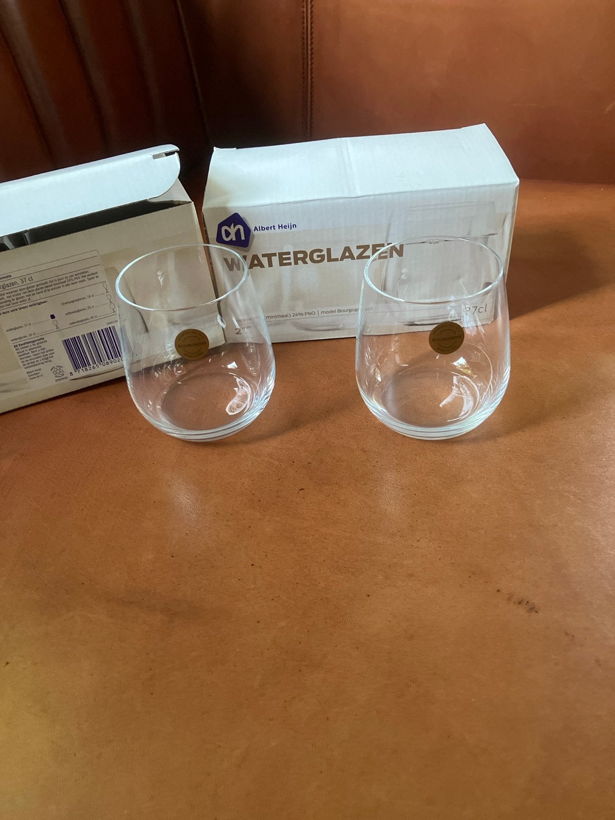 4 Albert Heijn  kristal waterglazen (model Bourgogne ), Nieuw, Ophalen of Verzenden, Overige merken, Glas
