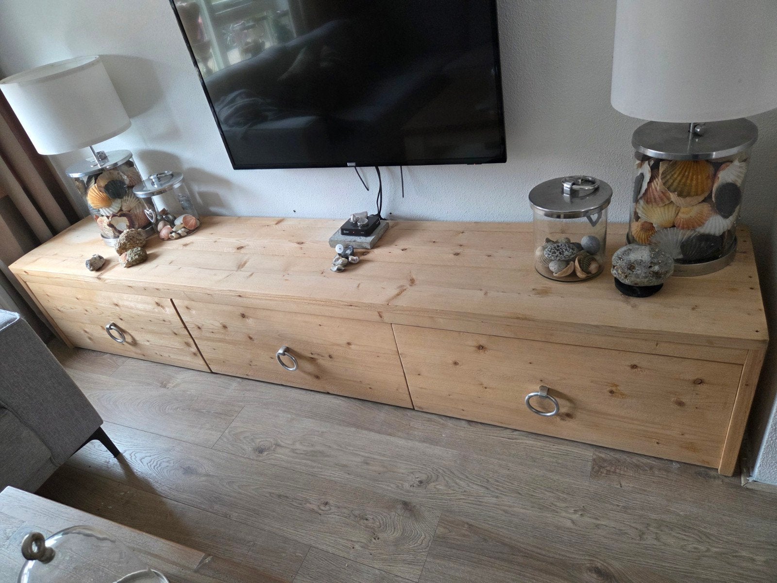 Steigerhouten tv meubel./ tafelbank, Ophalen, Gebruikt, 25 tot 50 cm, Minder dan 100 cm