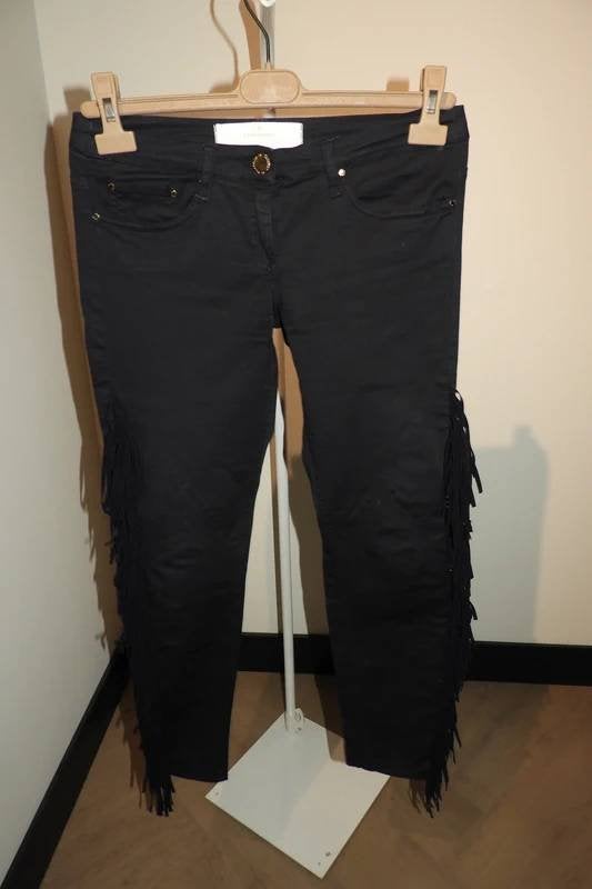 Elisabetta Franchi broek franje bekleding aan de zijkanten29, Kleding | Dames, Maat 38/40 (M), Zwart, Zo goed als nieuw, Lang