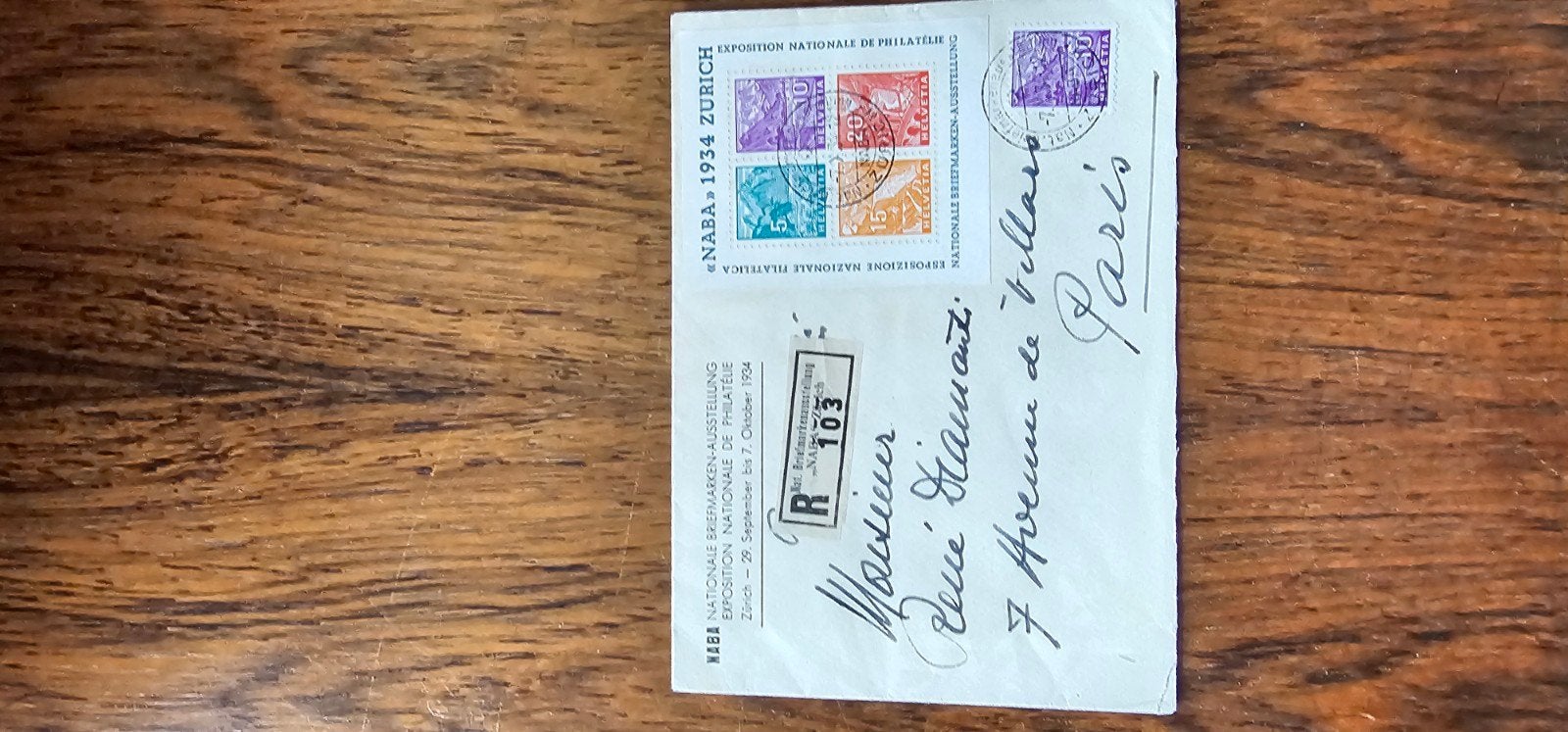 Zwitserland 1934 - Poststuk met speciale postzegels, Verzenden
