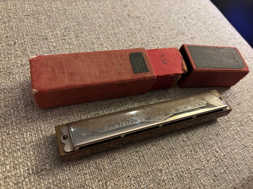 Vintage mondharmonica Hohner Vineta, Ophalen of Verzenden, Gebruikt, Overige typen, Met koffer of doosje