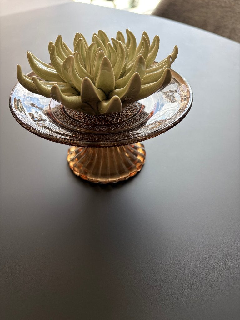 Art deco tafel decoratie sierschaaltje met bloem, Ophalen, Schaal, Rond, Glas