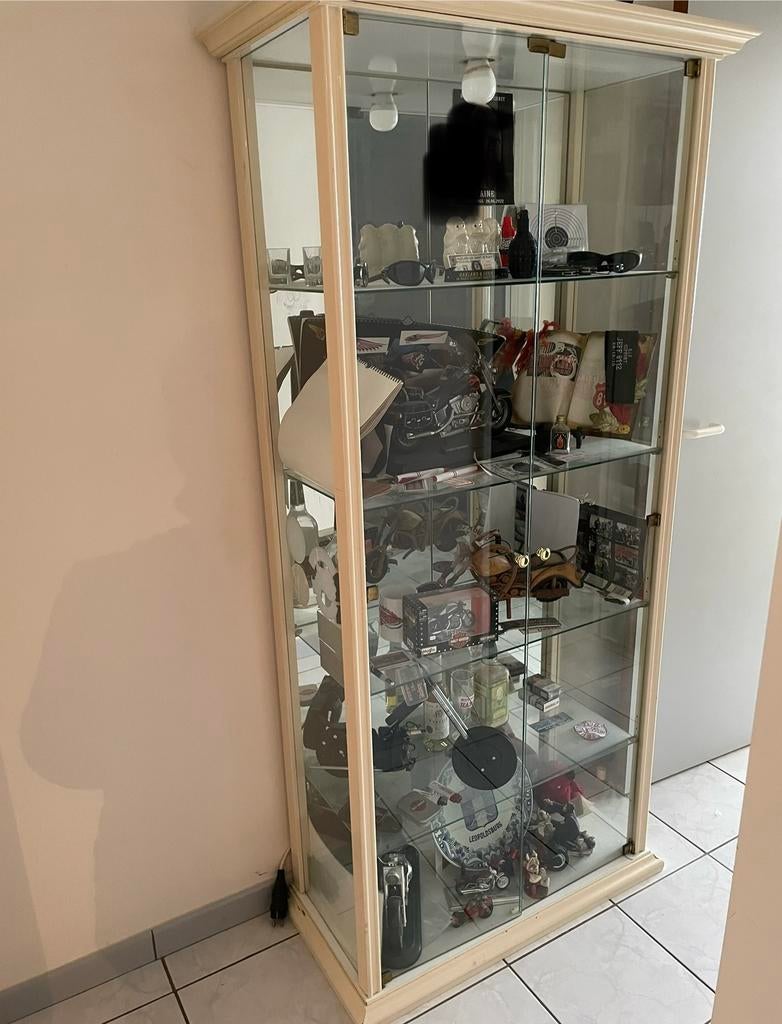 Glazen glas Vitrinekast vensterkast etalegekast verzameling, Ophalen, 50 tot 100 cm, Retro vintage, 150 tot 200 cm