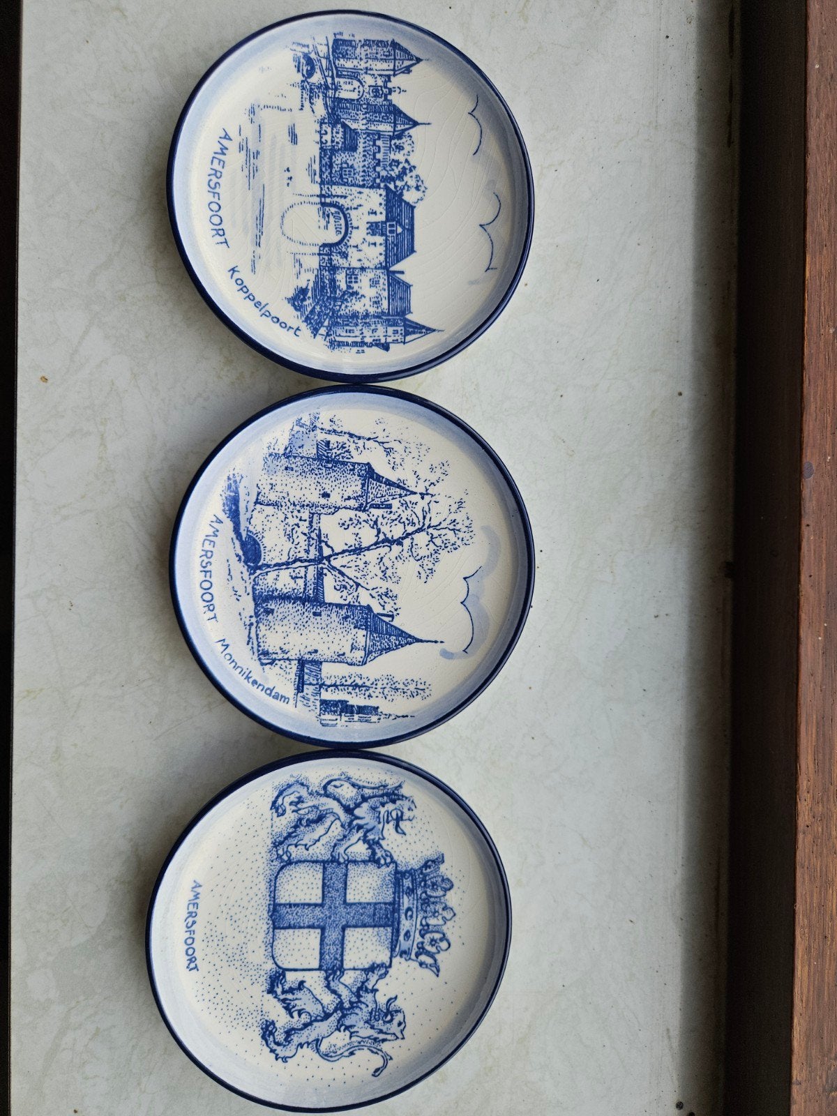 Handgemaakte Delfsblauwe Bordjes Amersfoort - Set van 3, Antiek en Kunst, Ophalen