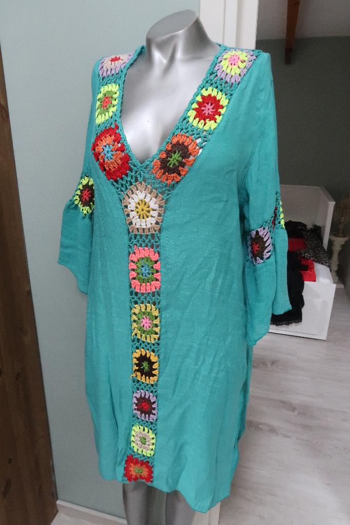 nieuw heerlijk lang zomer tuniek met bloemen  xl, Ophalen of Verzenden, Nieuw, Maat 46/48 (XL) of groter, Blauw