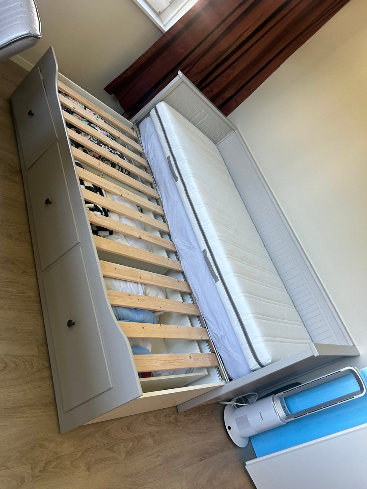 Slaapbank Ikea Hemnes, Ophalen, Wit, Tweepersoons, 140 cm