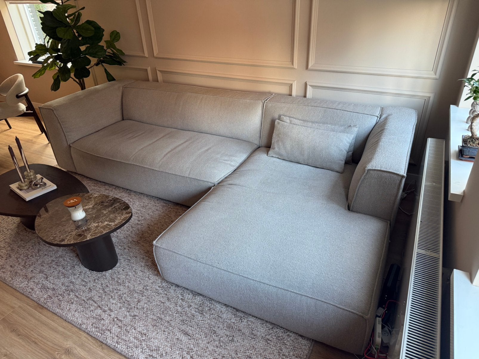 Hoekbank grijs – 305x176x75 cm – zeer comfortabel & ruim, Ophalen, Gebruikt