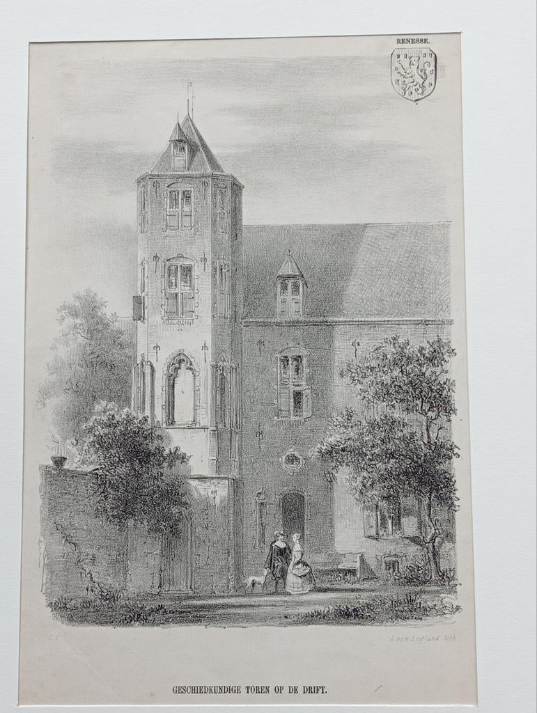 Johannes van Liefland Renesse Toren op de Drift 19e eeuw, Antiek en Kunst, Ophalen of Verzenden