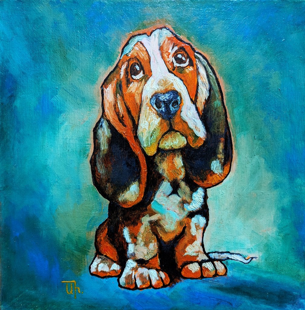 "Lieve Basset Hound" Schilderij, Verzenden
