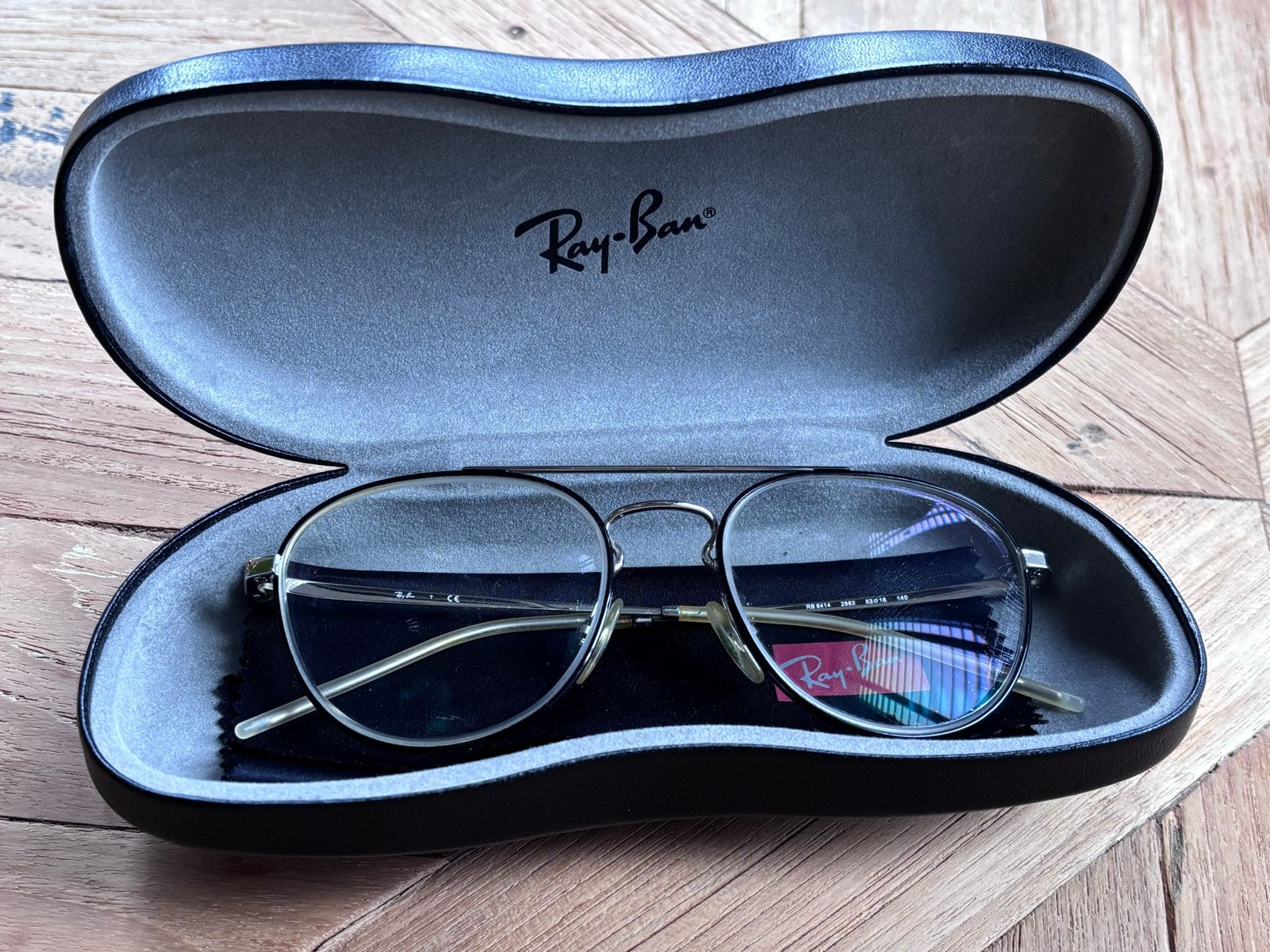 Ray-Ban 6414 Montuur Zilver/Zwart in Nette Staat, Ophalen, Overige kleuren, Zo goed als nieuw, Ray-Ban