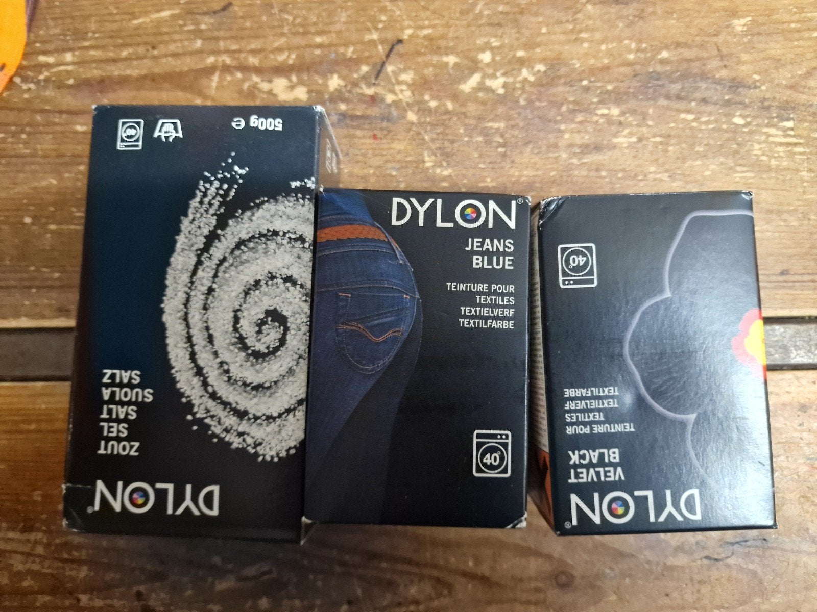 Dylon Textielverf Jeans Blue, Velvet Black en Zout, Hobby en Vrije tijd, Ophalen, Nieuw, Garen of Naald(en)