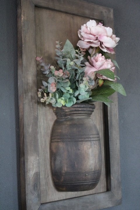 Houten wandpaneel met nepalese pot, Huis en Inrichting, Ophalen, Hout, Nieuw, Wandbord of Wandpaneel