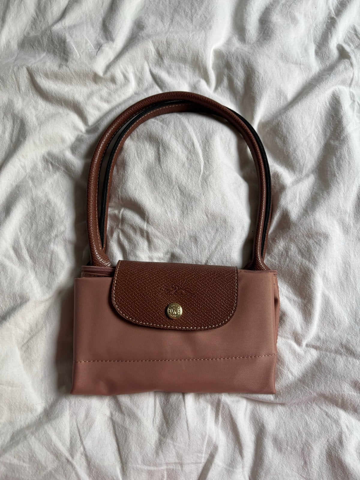 Longchamp Le Pliage handtas roze/bruin, Ophalen of Verzenden, Zo goed als nieuw, Overige kleuren, Handtas