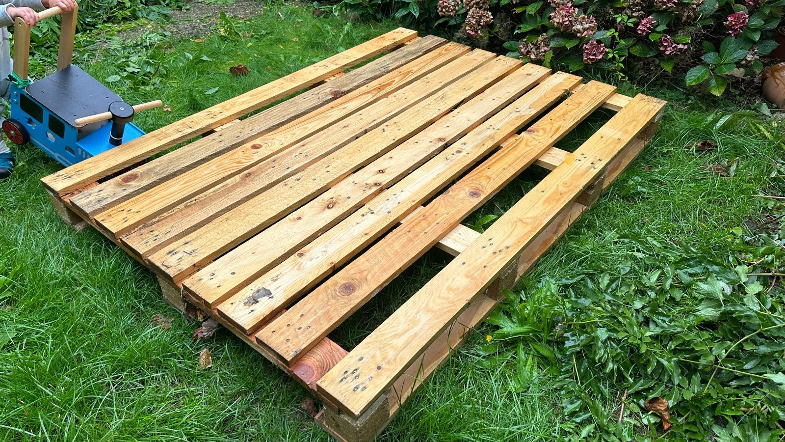 Gratis af te halen: Grote houten pallet (160x119 cm), Ophalen, Gebruikt, 200 tot 250 cm, 50 mm of meer