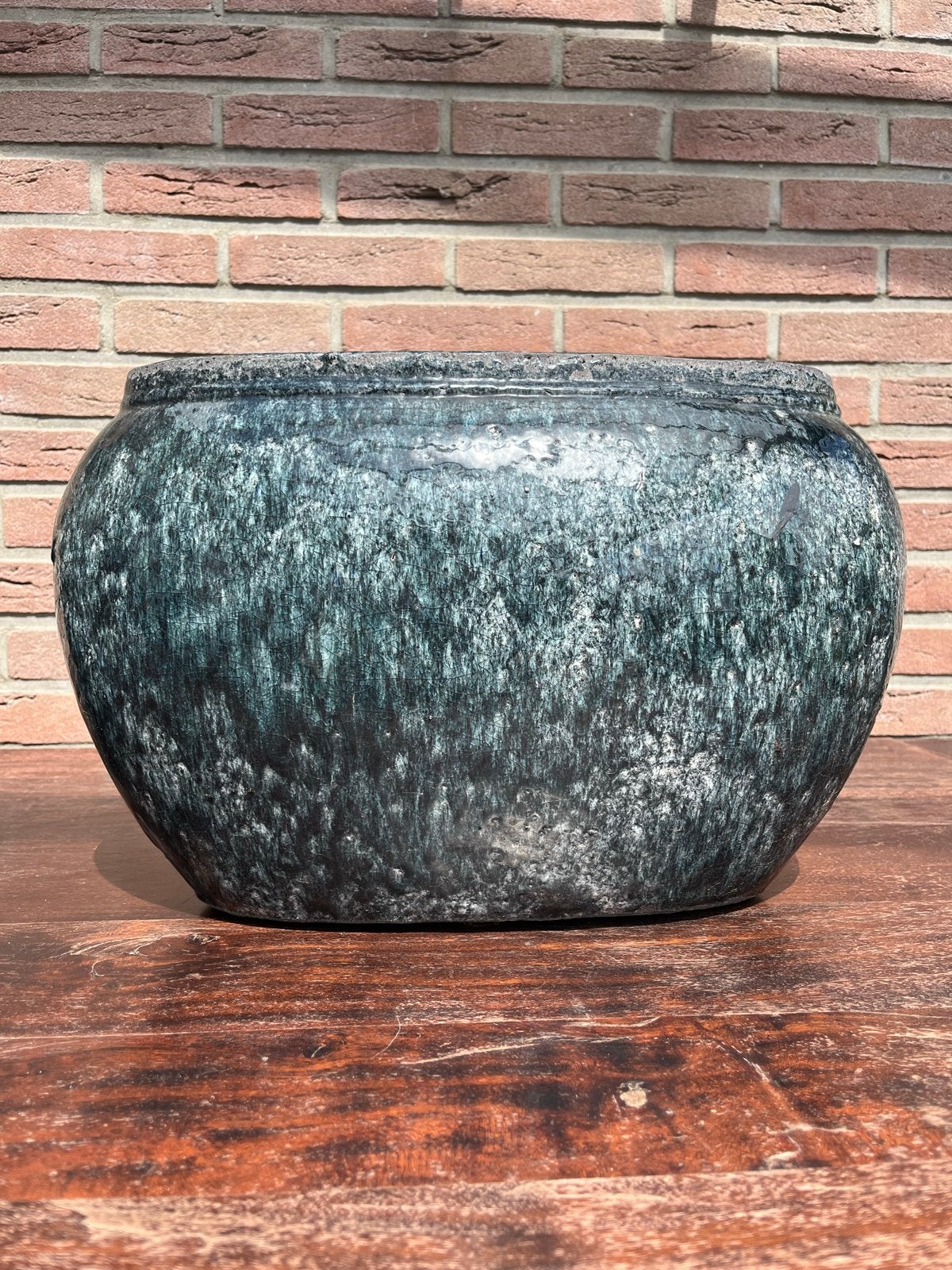 Set van 2 blauwgrijze bloempotten, Tuin en Terras, Bloembakken en Plantenbakken, Ophalen, Overige materialen, Gebruikt, Minder dan 30 cm