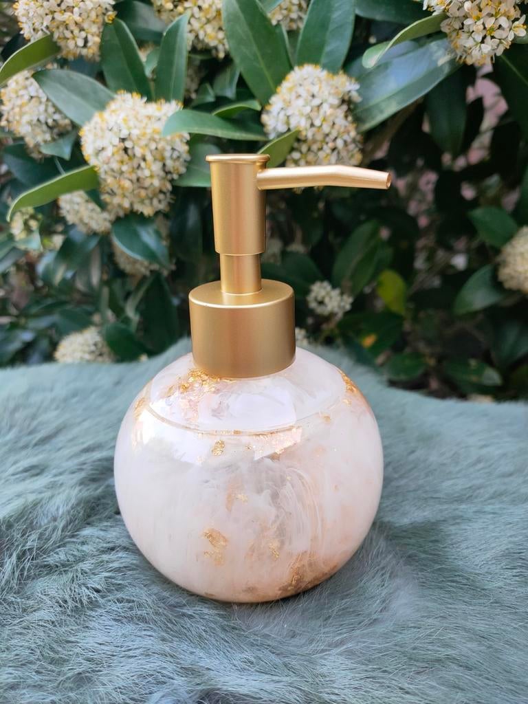 Luxe zeepdispenser met goudfolie - Wit/Goud, Ophalen of Verzenden, Zo goed als nieuw, Wit, Overige typen
