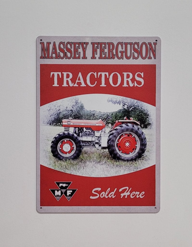Massey Ferguson tractors sold here reclamebord van metaal, Reclamebord, Info@deconoord.nl, Deco Noord, Nieuw