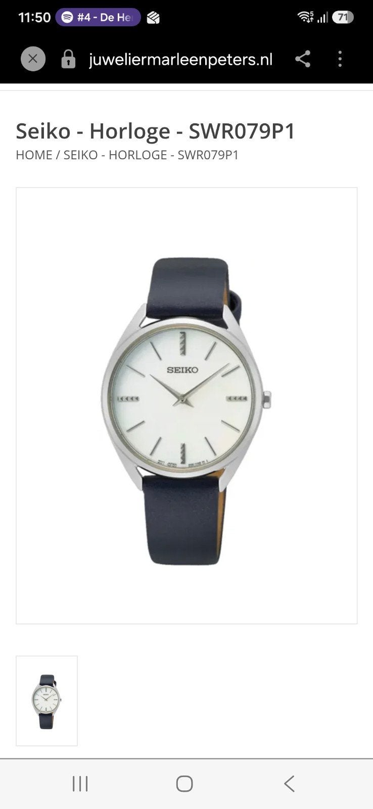 Seiko SWR079P1 Parelmoer Horloge - Batterij te vervangen, Seiko, Staal, Polshorloge, Ophalen of Verzenden