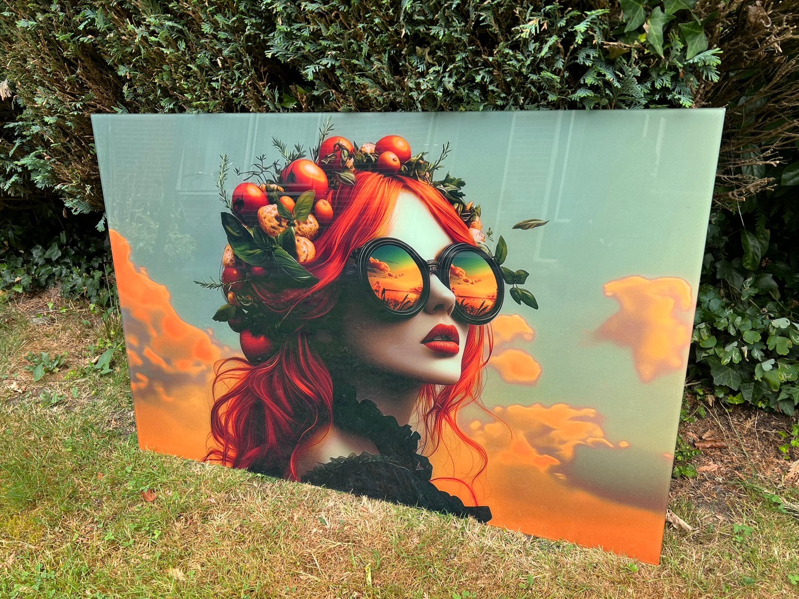 Glasschilderij / plexiglas vrouw whow! €65, Ophalen, Nieuw, Schilderij