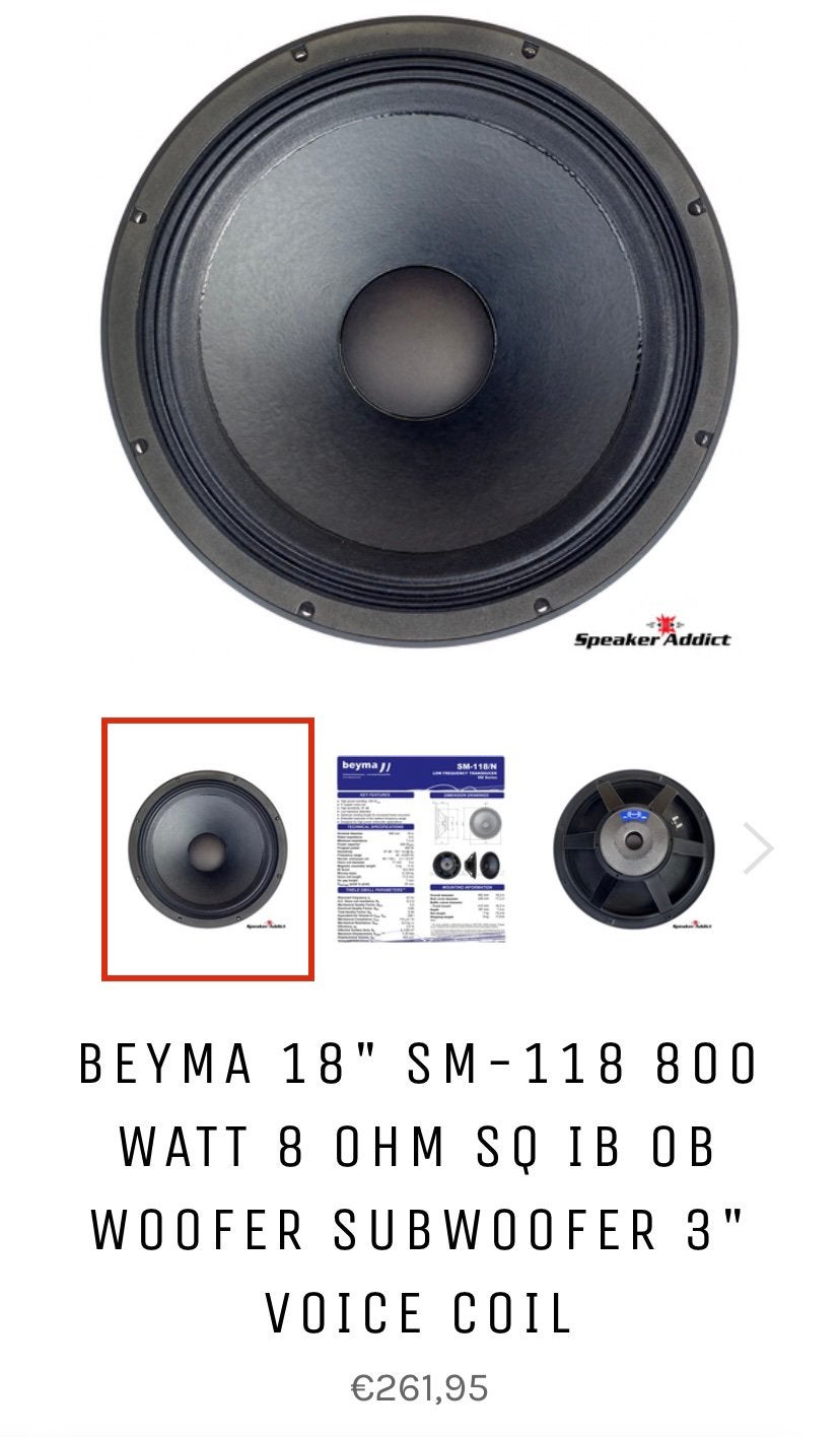 Beyma SM118, Audio, Tv en Foto, Luidsprekers, Ophalen of Verzenden, Zo goed als nieuw, Subwoofer, Overige merken