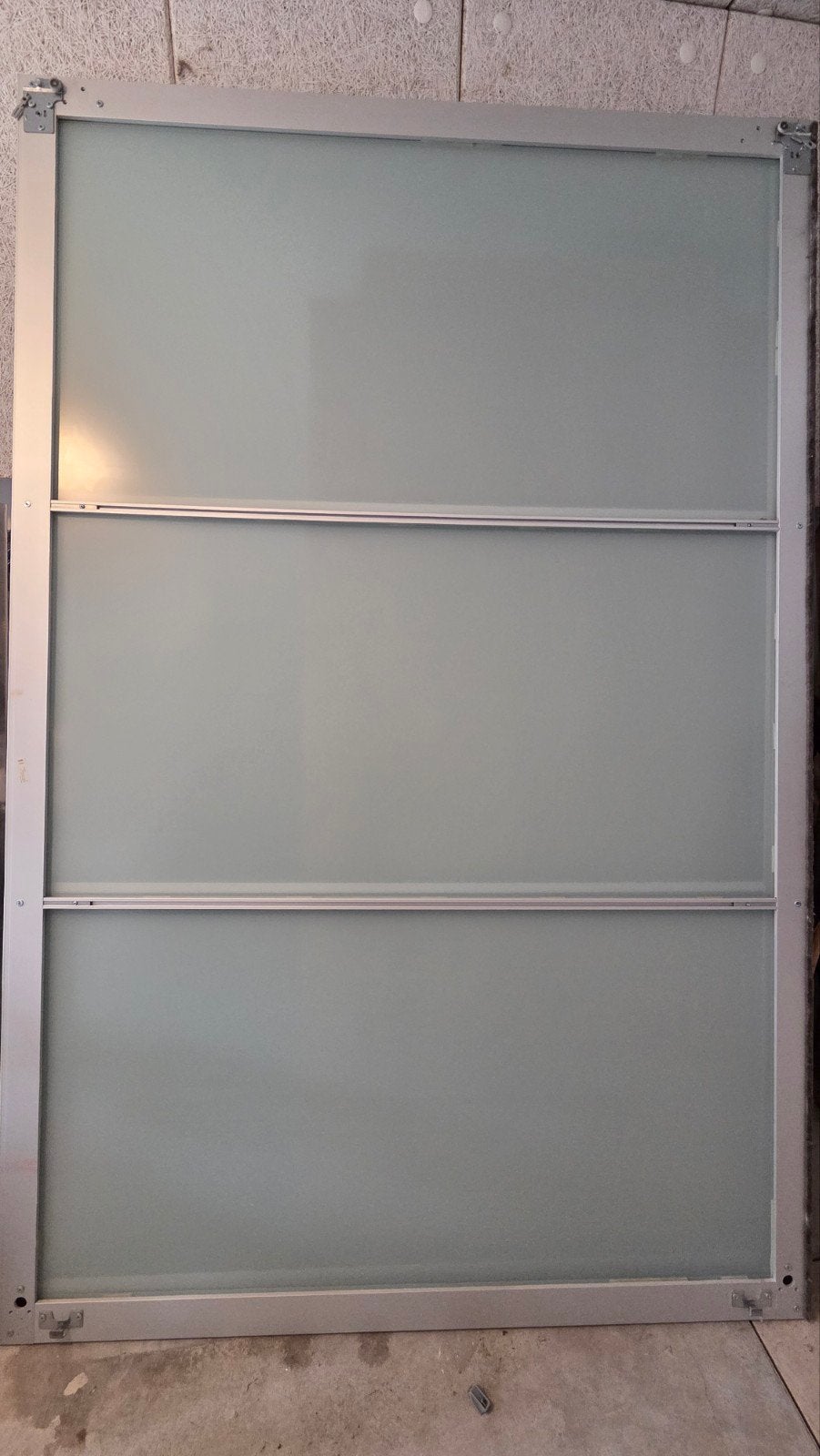 2 Pax melkglas schuifdeuren (150x237cm), Ophalen, 100 tot 150 cm, 200 cm of meer, Zo goed als nieuw