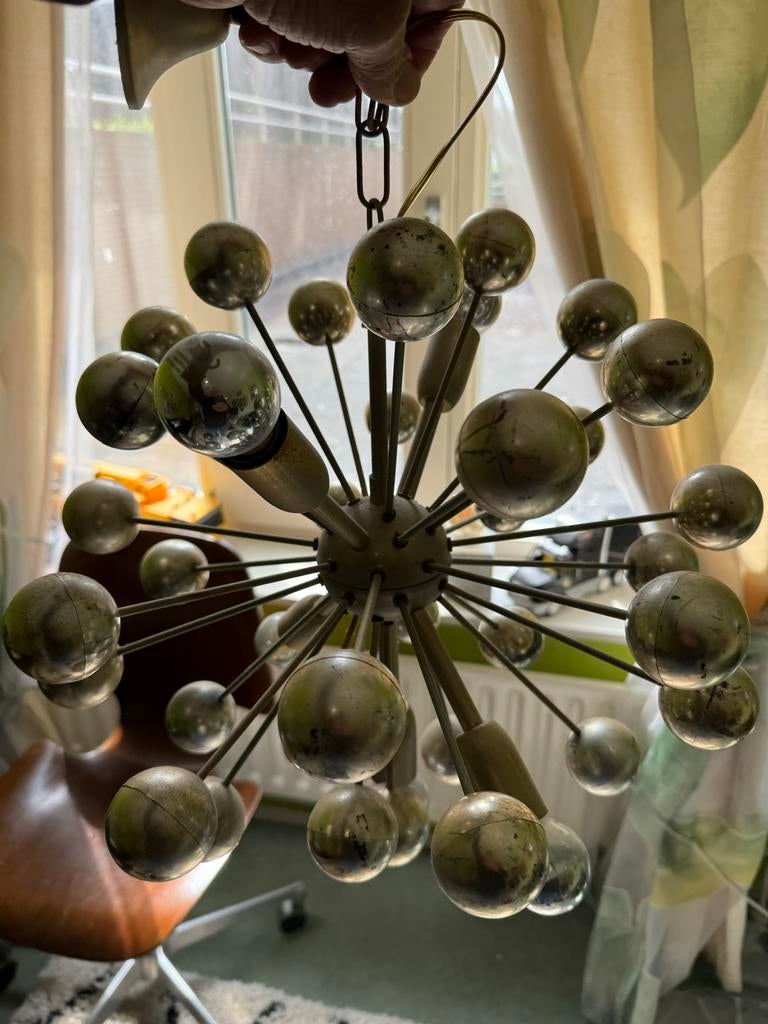 Vintage Sputnik Kroonluchter - Mid-Century Modern Design, Huis en Inrichting, Lampen | Hanglampen, Ophalen of Verzenden, Gebruikt