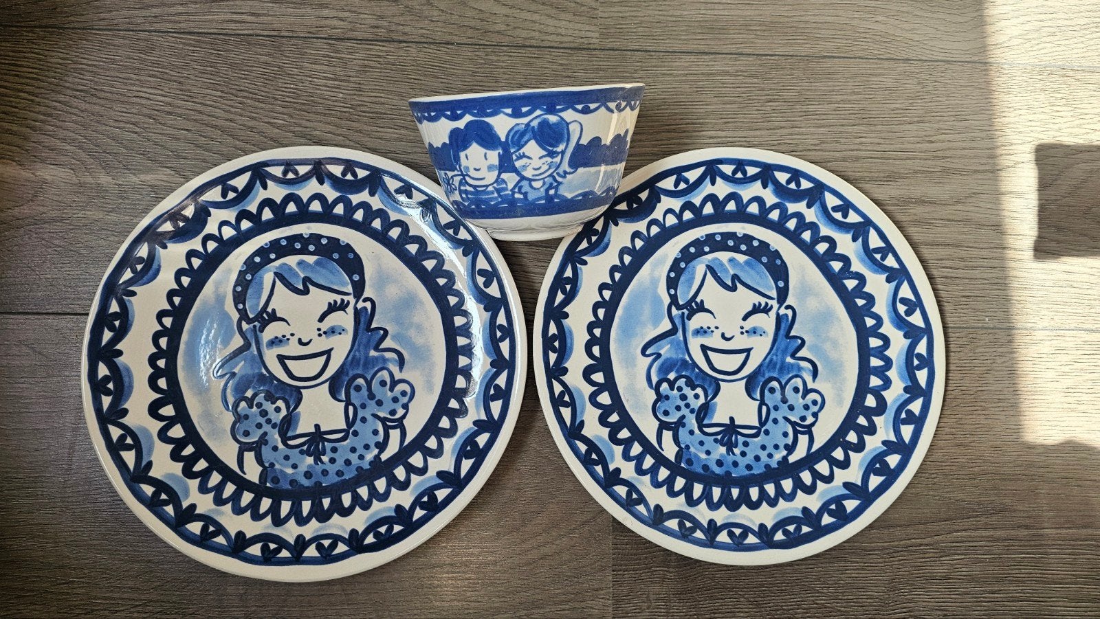 blond servies selfst blauw, Antiek en Kunst, Ophalen