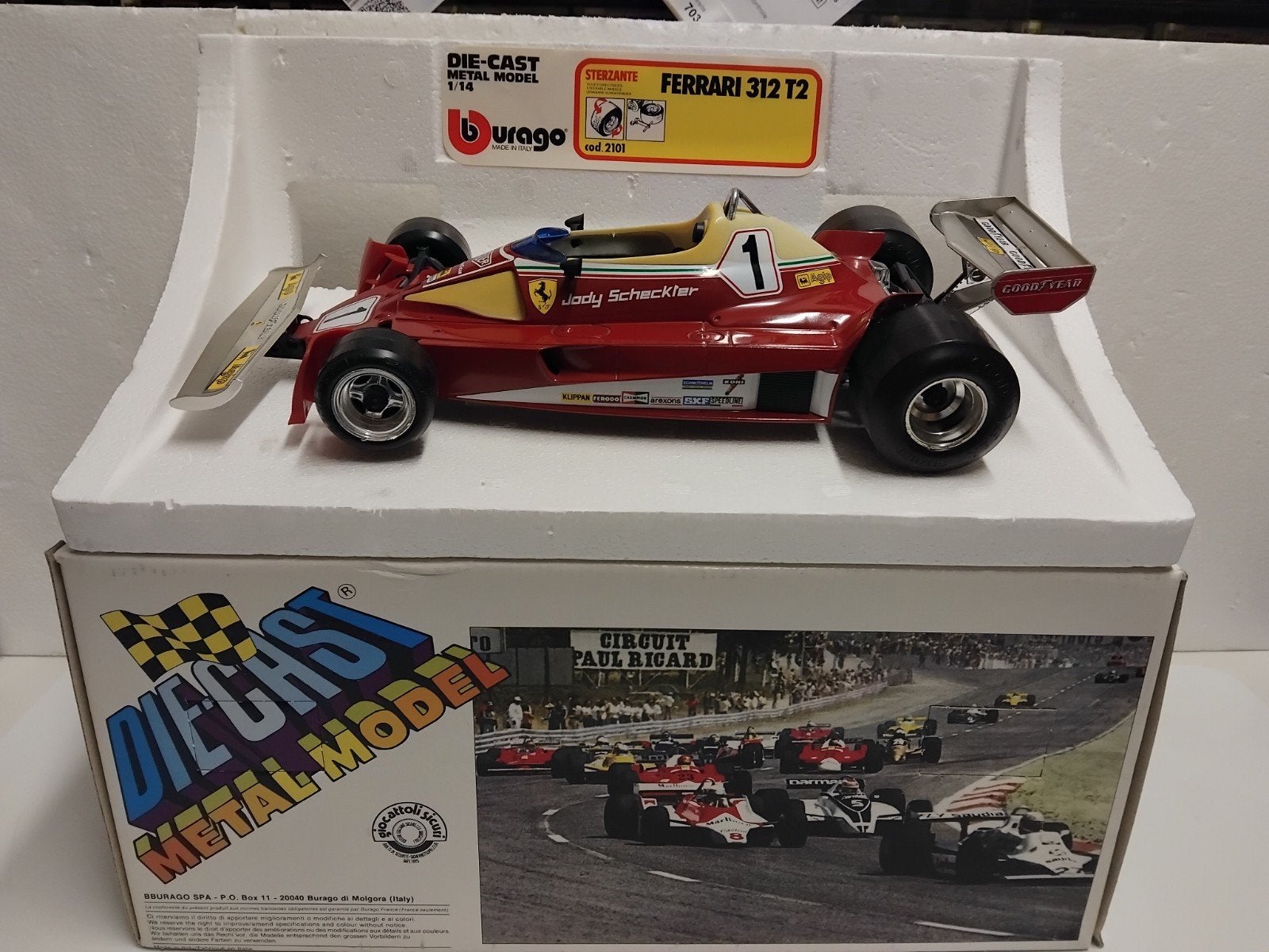 grote Ferrari 312 T2 J Scheckter #2101 Bburago 1:14 KRD, Ophalen of Verzenden, Zo goed als nieuw, Auto