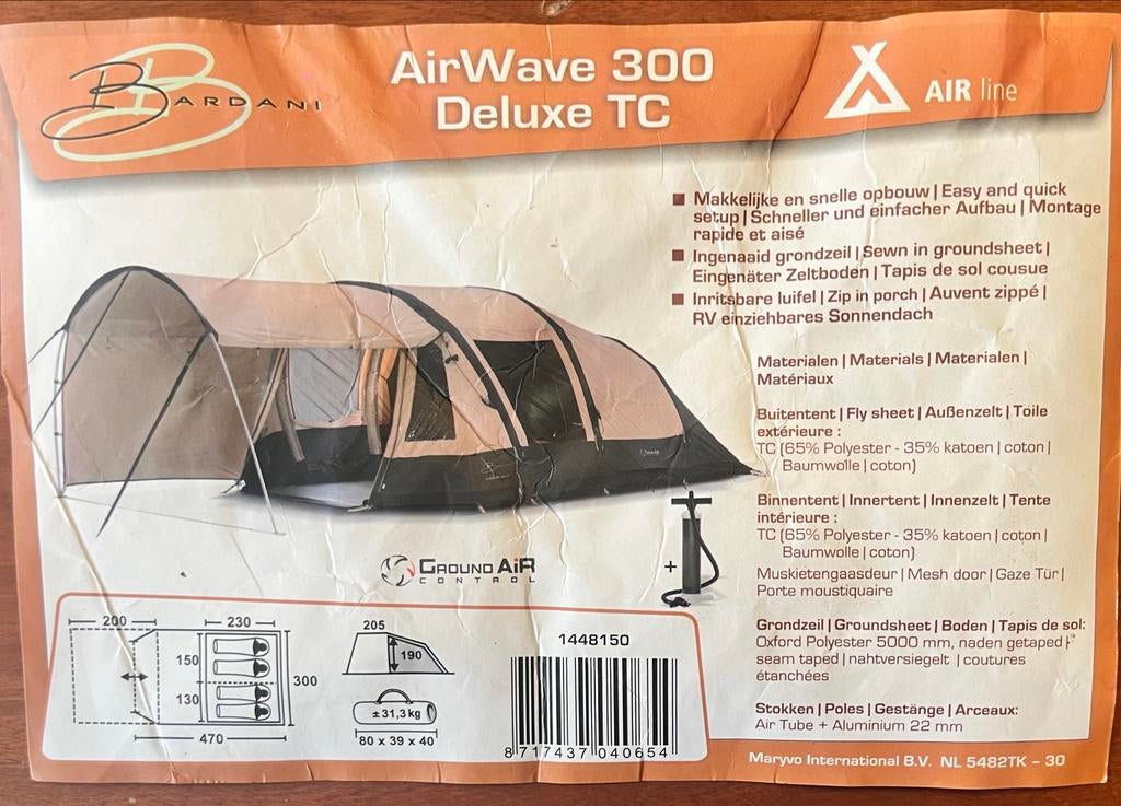 Bardani AirWave 300 Deluxe TC - Comfortabele tunneltent, Ophalen, Zo goed als nieuw, Tot en met 4