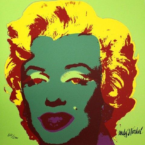 Andy Warhol Kleur Litho " Marilyn Monroe Green Face" Ges Gen, Ophalen of Verzenden
